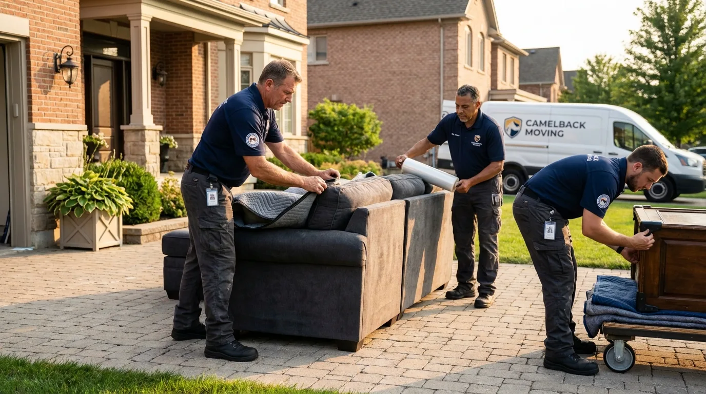 Large estate moving crew wrapping furniture in Santa Cruz, CA