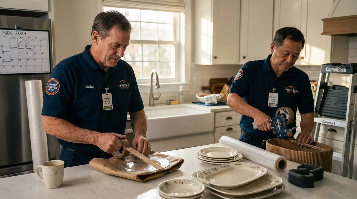 Professional crew packing kitchen dishware in Santa Cruz, CA